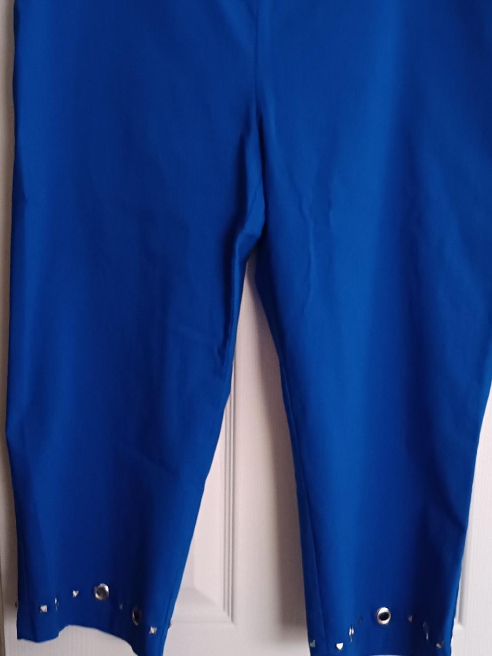 Bright Blue Capri Pants with Grommet Hem